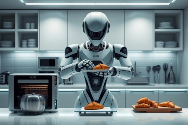 LG’s New Home Robot CLOiD: Revolutionizing Household Chores? LG CLOiD home robot in a modern kitchen, demonstrating its ability to learn and adapt to its environment